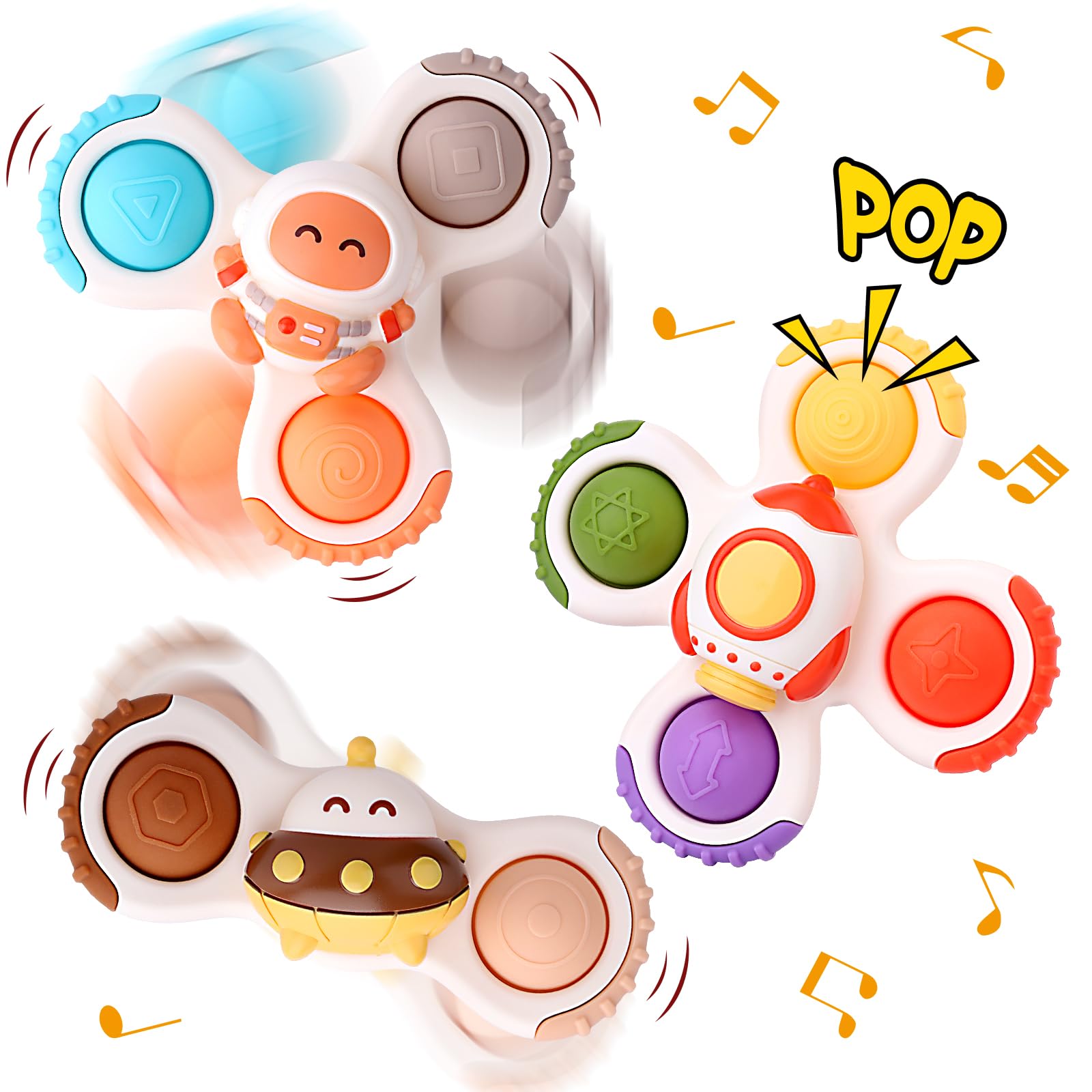 ZWYOIUG Suction Cup Spinner Toys for Toddlers 1-3 Years - 3 Pack Educational Spinning Bath Toys for Babies 12-24 Months | Sensory Learning Toys for Boys & Girls | Perfect for Bathtime Fun, Sensory Play & Early Childhood Development