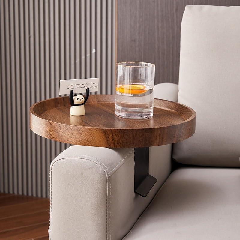 Natural Bamboo Clip-On Sofa Tray - Coffee Table Side Table with Armrest Holder, Snack Tray for TV Remote & Drinks - Perfect for Living Room, Bedroom, Office (Color: 2)