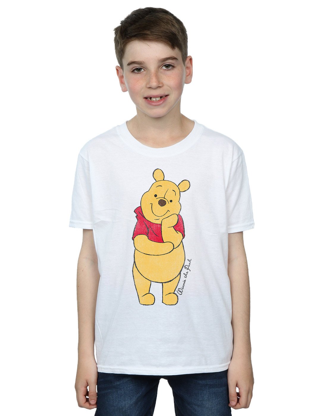 Disney Classic Winnie The Pooh Boys T-Shirt for Kids 9-11 Years - Soft Cotton White Tee for Casual Wear, School & Playdates