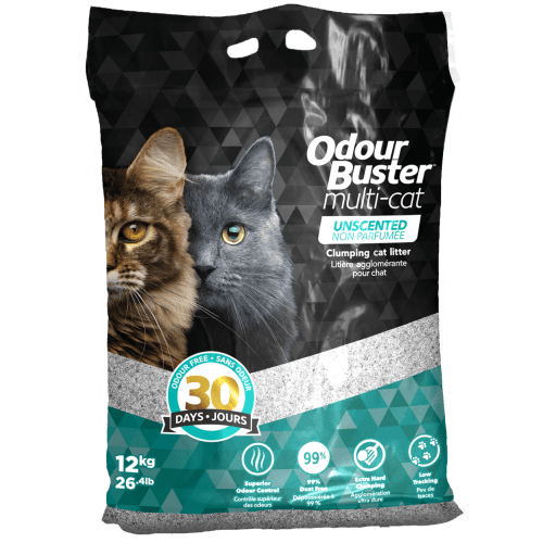 Odour Buster Multi Cat Unscented Clumping Clay Cat Litter - 12kg (26.5 lbs) for Multiple Cats | Low Dust, High Absorbency | Ideal for Large Litter Boxes & Multi-Cat Households