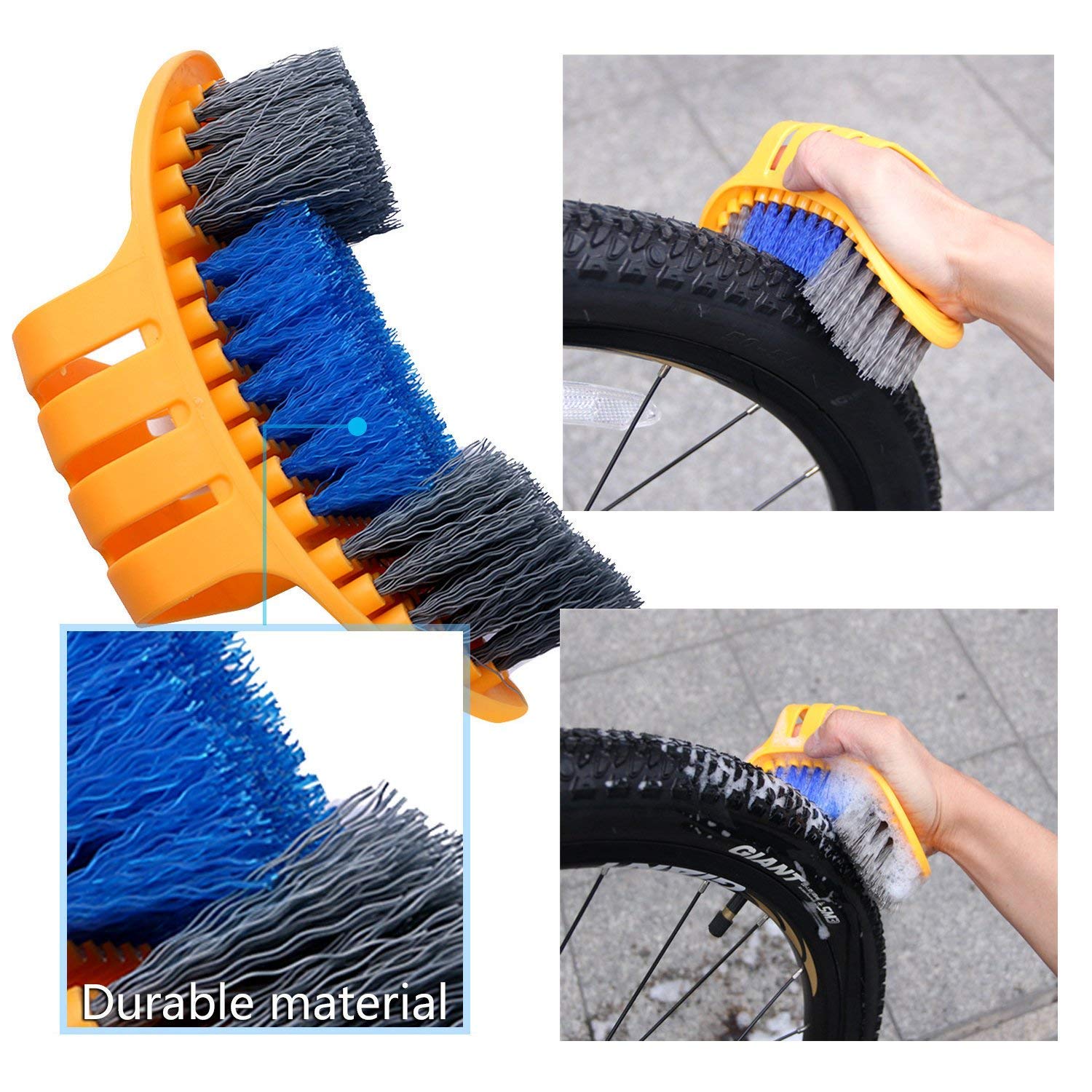 Oumers Bike Cleaning Brush Kit - Motorcycle & Bicycle Chain Cleaner Tool for Crank, Tire, Sprocket & Hard-to-Reach Areas - Durable Cycling Maintenance Brush Set Fits All Bikes - Perfect for Road, Mountain & Commuter Bike Cleaning