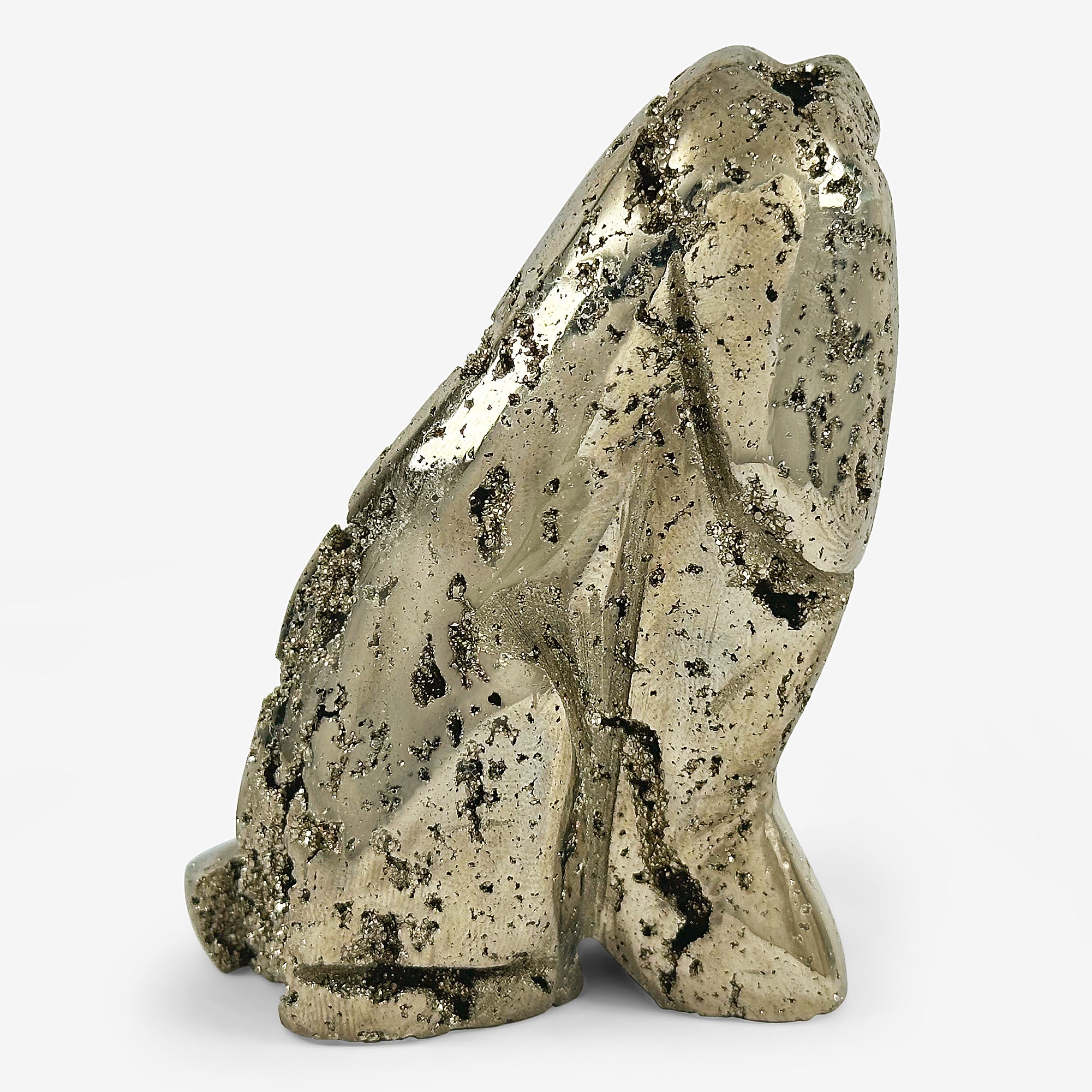 Hand Carved Pyrite Dog Gemstone Animal Carving - Unique Mineral Sculpture for Home Decor, Feng Shui, and Crystal Healing Collection