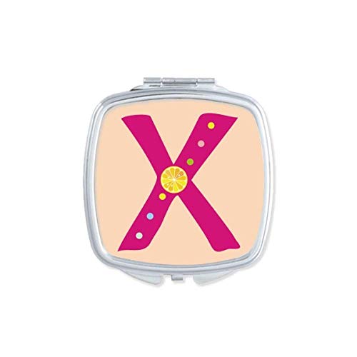 DIYthinker X Alphabet Orange Fruit Cute Pattern Portable Compact Pocket Mirror - Double Sided Glass Makeup Mirror for Travel, Purse & Handbag