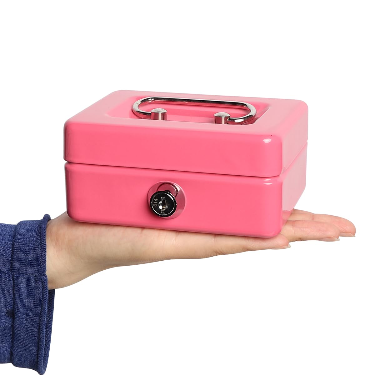 Lovndi Small Cash Box with Lock & Money Slot - Secure Piggy Bank for Kids & Adults - Pink Money Box for Savings, Coins, Bills - Ideal for Home, Office, Gift Giving