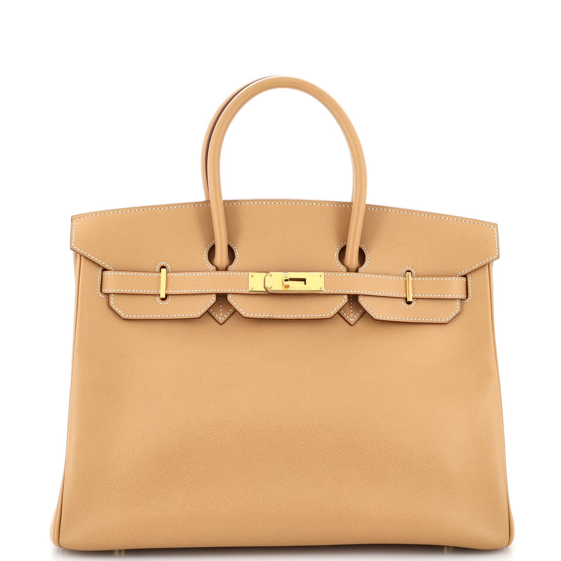 Birkin Handbag 35cm - Natural Veau Grain Lisse Leather with Gold Hardware | Luxury Designer Tote for Women, Perfect for Work, Travel & Special Occasions