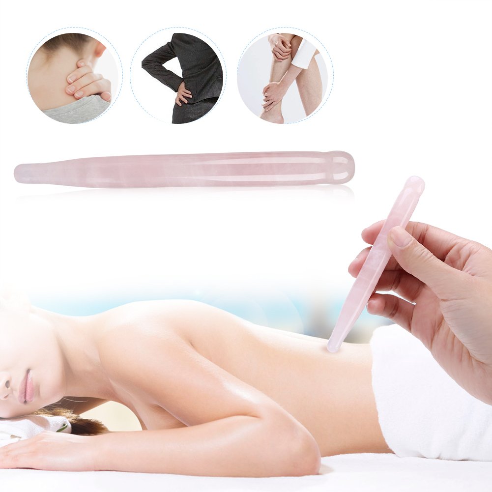 FILFEEL Rose Quartz Gua Sha Tool for Face & Body - Natural Crystal Massage Stick & Scraping Tool for Skincare & Relaxation - Perfect for Facial Lymphatic Drainage & Muscle Tension Relief