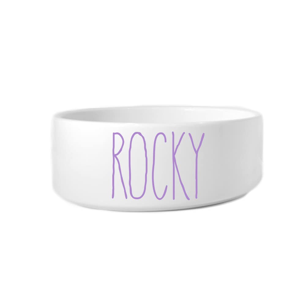 Custom Personalized Pet Bowl with Name - Ceramic Dog & Cat Food Water Dish - Small & Large Sizes - Orchid Purple - Perfect for Feeding Pets at Home or Travel