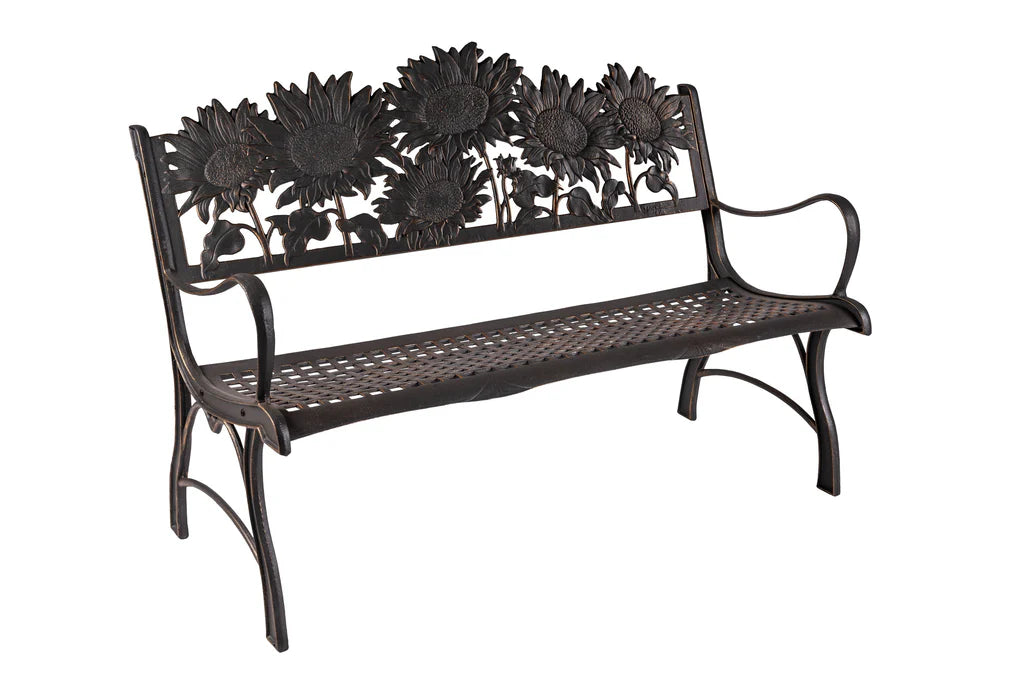 Outdoor Sunflower Bench - Durable Weather-Resistant Garden Bench for Patio, Yard, and Backyard Decor - Perfect for Relaxing, Reading, and Enjoying Nature