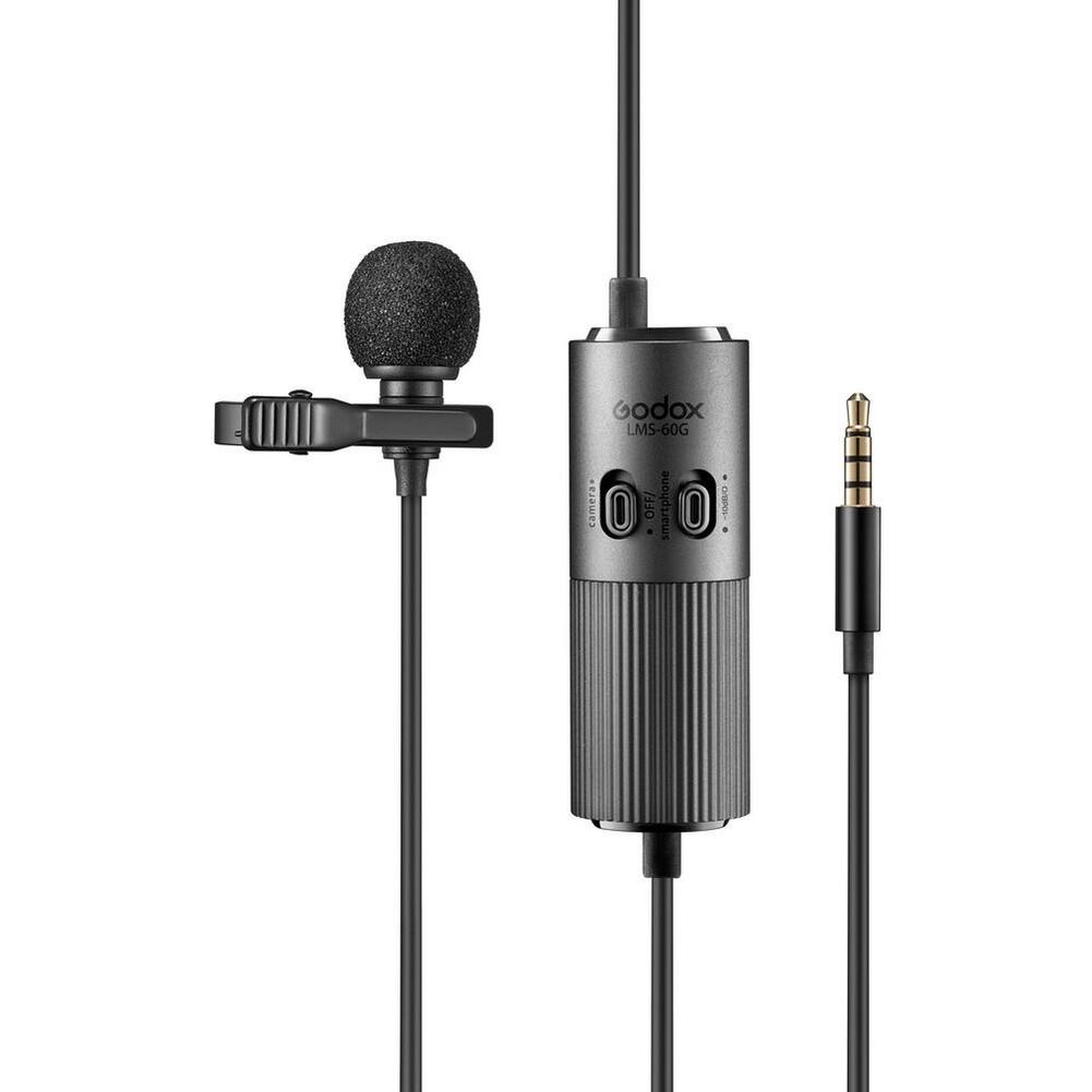 Godox LMS 60G Omnidirectional Lavalier Microphone with Adjustable Gain - Professional Clip-on Mic for YouTube, Podcasting, Interviews & Streaming - Perfect for Content Creators, Journalists & Public Speakers