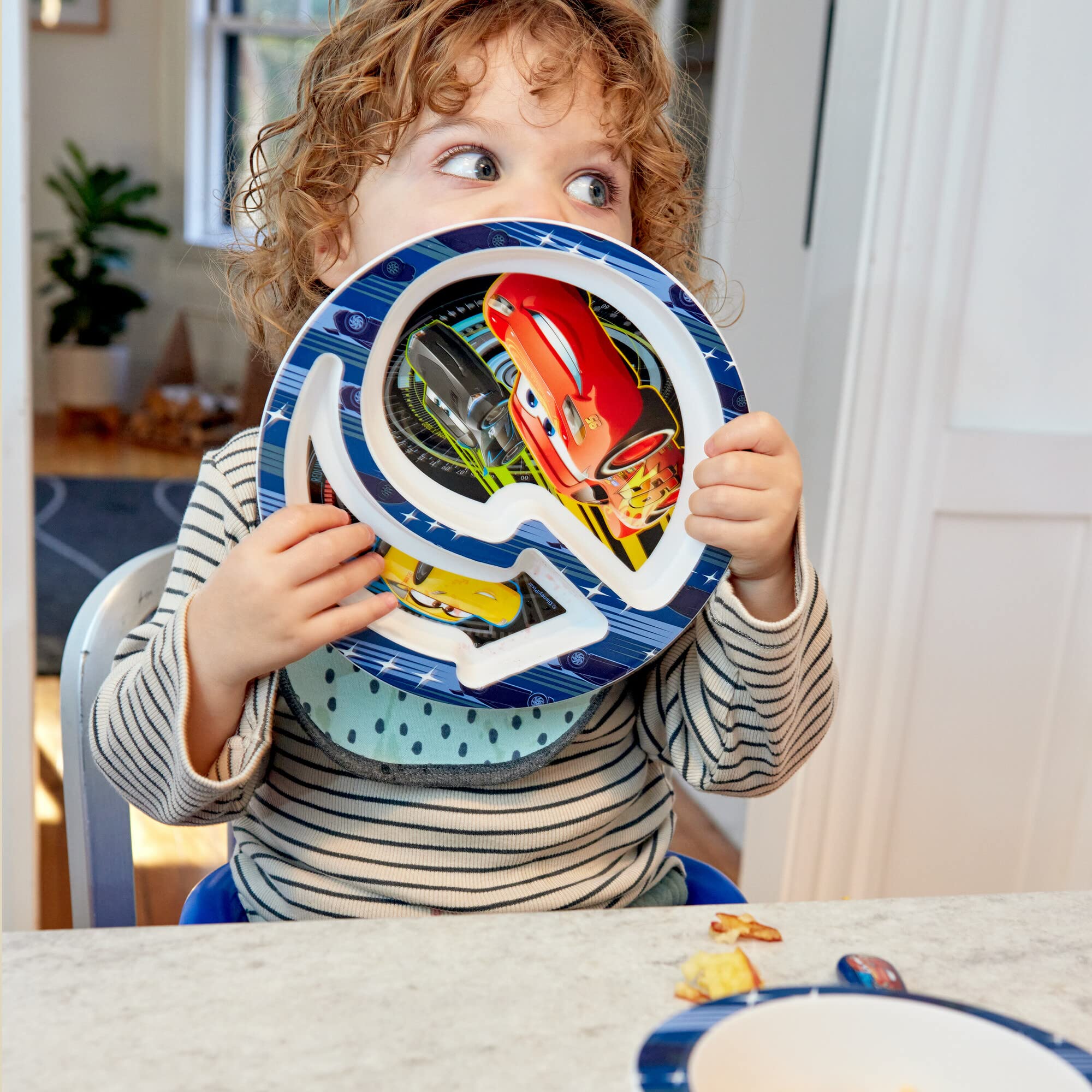 Disney Pixar Cars Toddler Dinnerware Set - 4-Piece Plates & Utensils for Kids | Fun Mealtime Essentials for Boys | Perfect for Birthday Gifts & Preschool Lunch