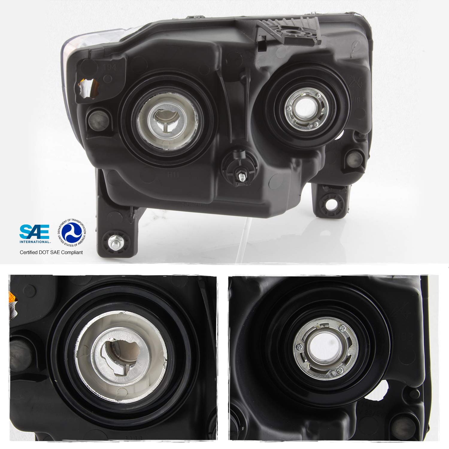 AKKON Halogen Style Headlights Assembly Pair for 2011-2013 Jeep Compass & Grand Cherokee - Left Driver + Right Passenger Side - Perfect for Night Driving & Off-Road Adventures