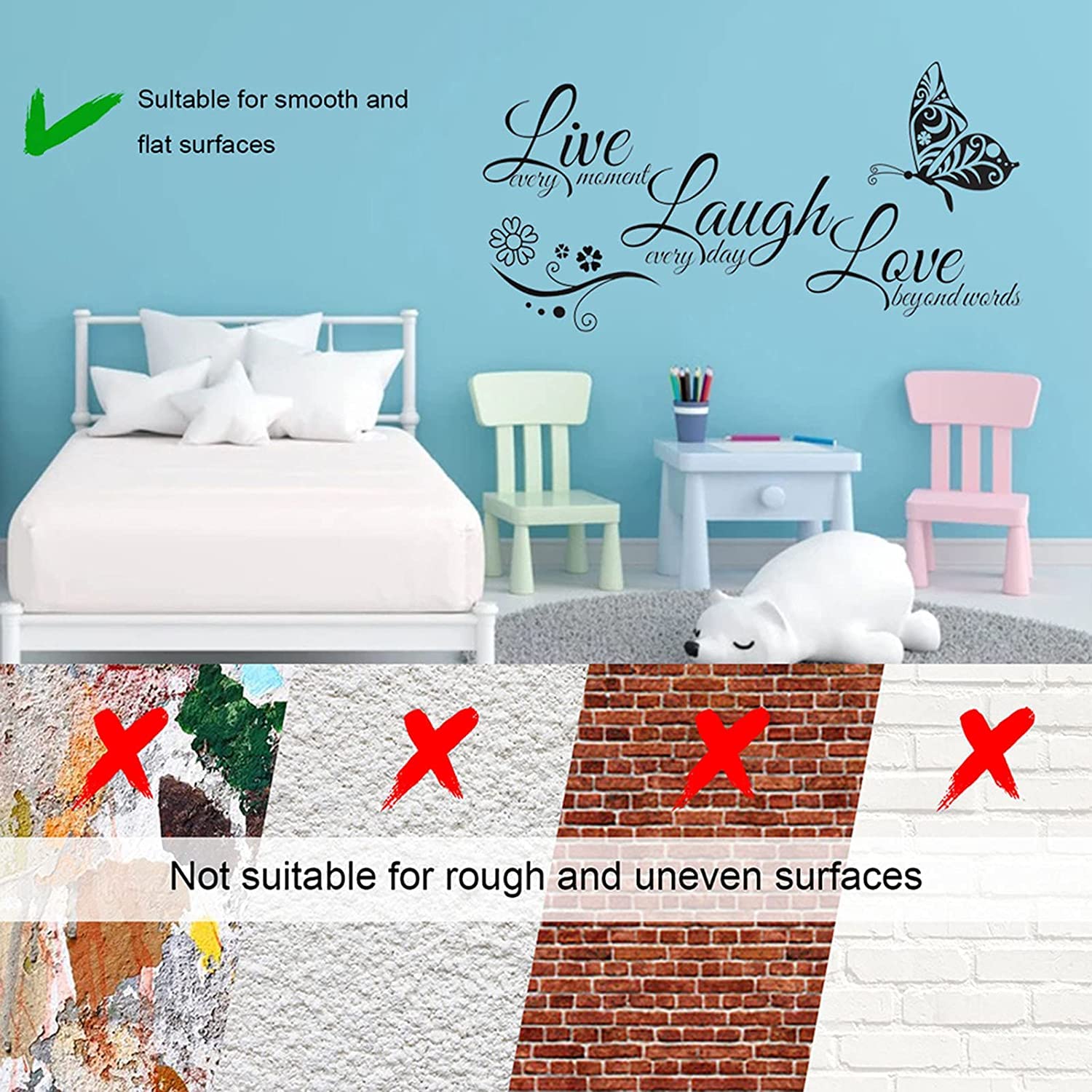 KNLWGXESC Butterfly Wall Decals - Aesthetic Room Decor Stickers for Bedroom, Living Room & Home Wall Art - Perfect for Nursery, Kids Room & DIY Home Decor
