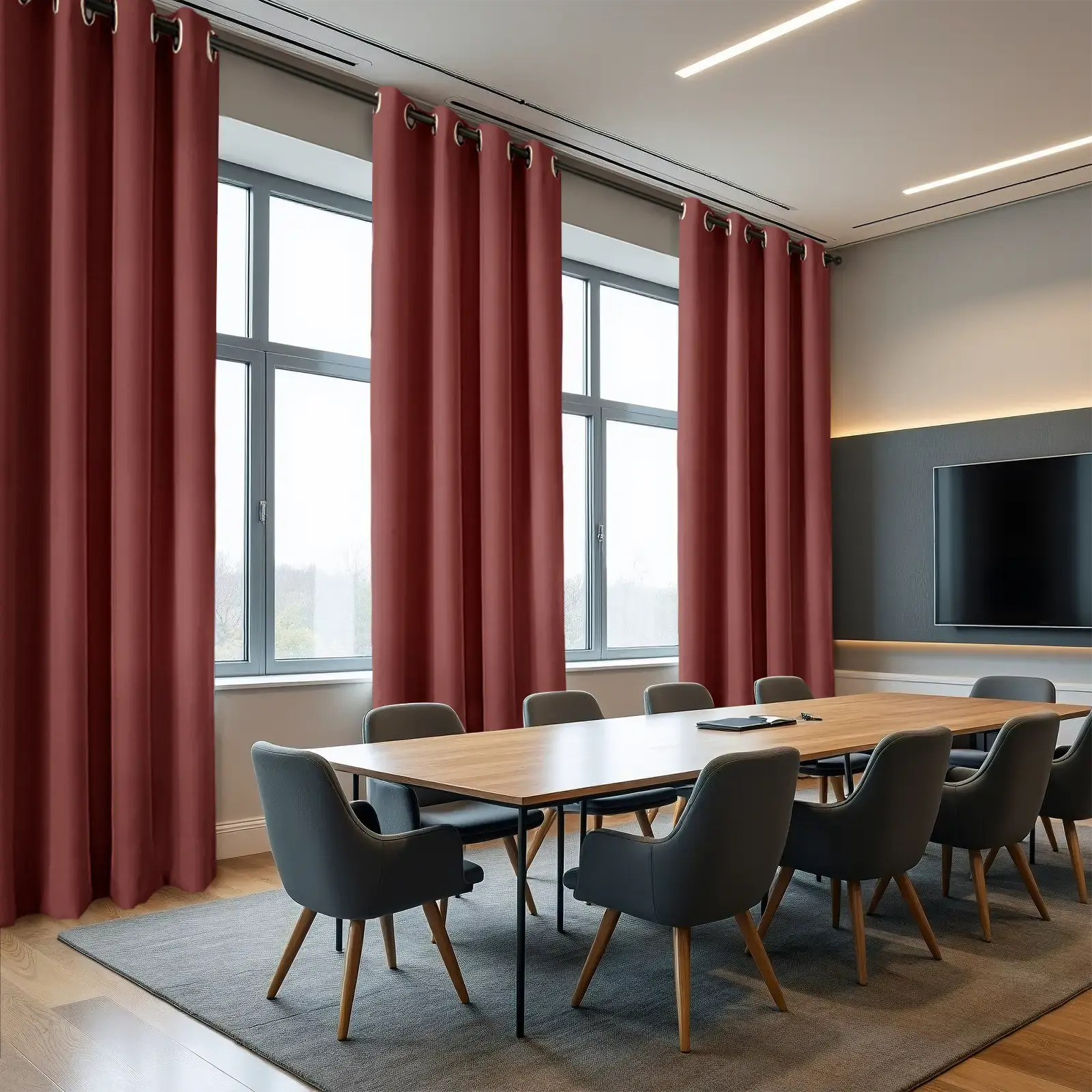 REGAL Fireproof Flame Retardant Grommet Curtains for Home & Office - Blackout Thermal Insulated Window Drapes for Living Room, Bedroom Safety Protection