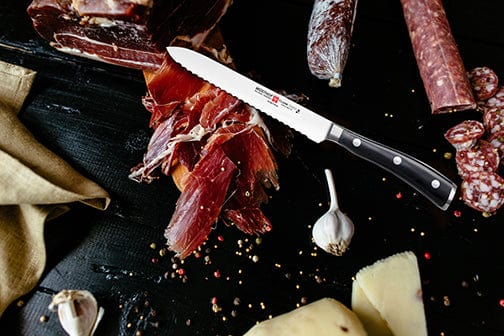 Wusthof Classic Ikon 5-Inch Serrated Utility Knife - High Carbon Stainless Steel Blade for Slicing Bread, Fruits & Vegetables - Perfect for Kitchen, Camping & Outdoor Cooking