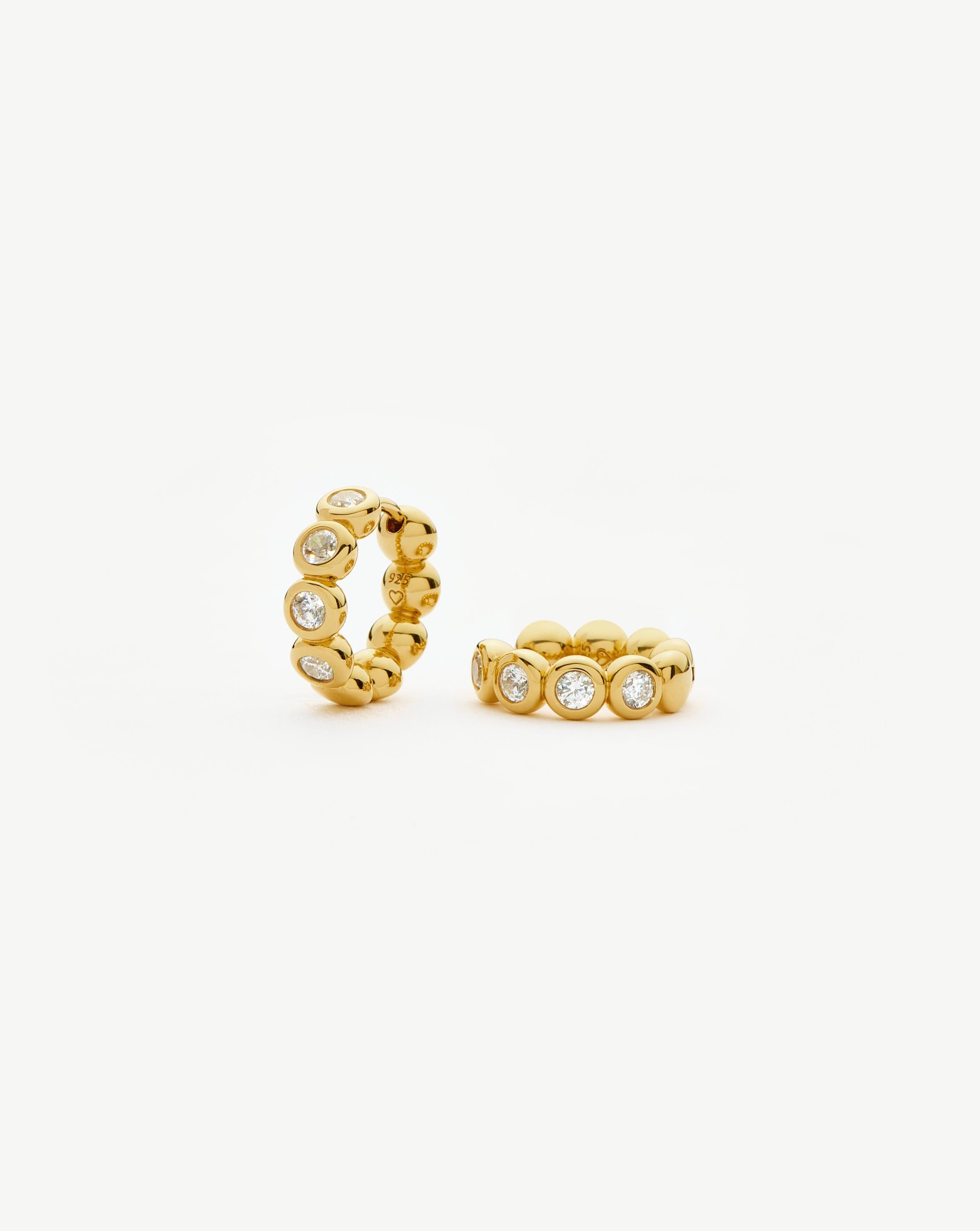 18k Gold Vermeil Cubic Zirconia Tennis Small Hoop Earrings for Women - Elegant Everyday Jewelry for Work, Date Night & Special Occasions