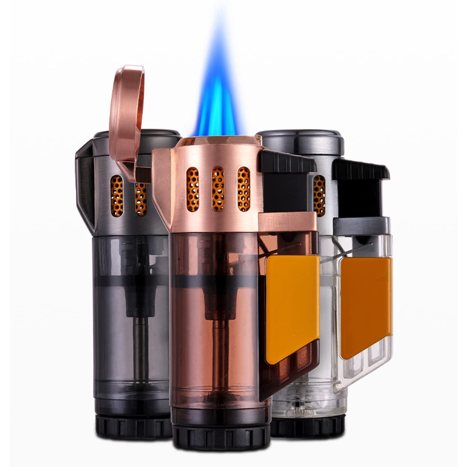 Windproof Triple Jet Torch Lighter for Cigars & Outdoor Use