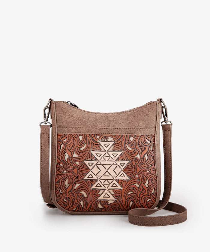 Trinity Ranch Tooled Leather Crossbody Bag Set for Women - Western Style Handbag Purse with Adjustable Strap - Perfect for Travel, Shopping & Everyday Use