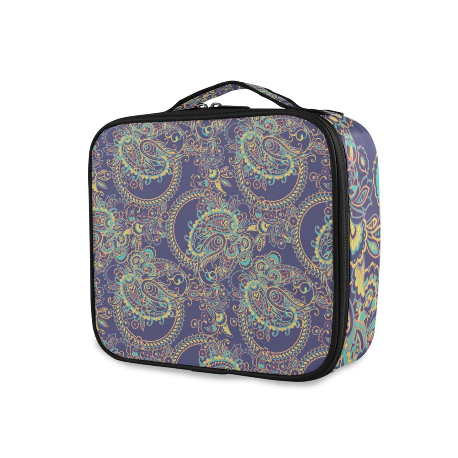 Stylish Paisley Pattern Travel Makeup Bag with Adjustable Dividers - Portable Cosmetic Organizer for Women | Perfect for Vacation, Gym & Daily Use