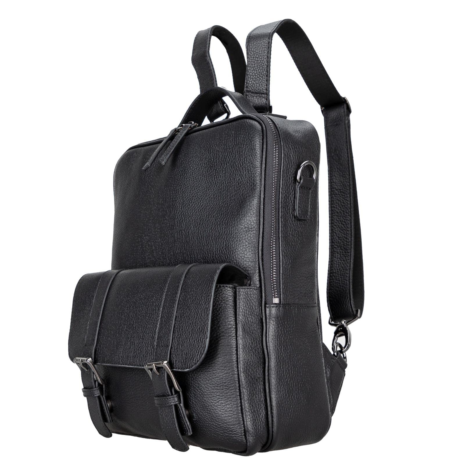 BLACKBROOK Premium Genuine Leather Backpack for Men & Women - Luxurious Hazel Brown Laptop Bag with Protective Padding for Travel, Work & School (Black) - Perfect for Business Trips, Commuting & College Campus Use