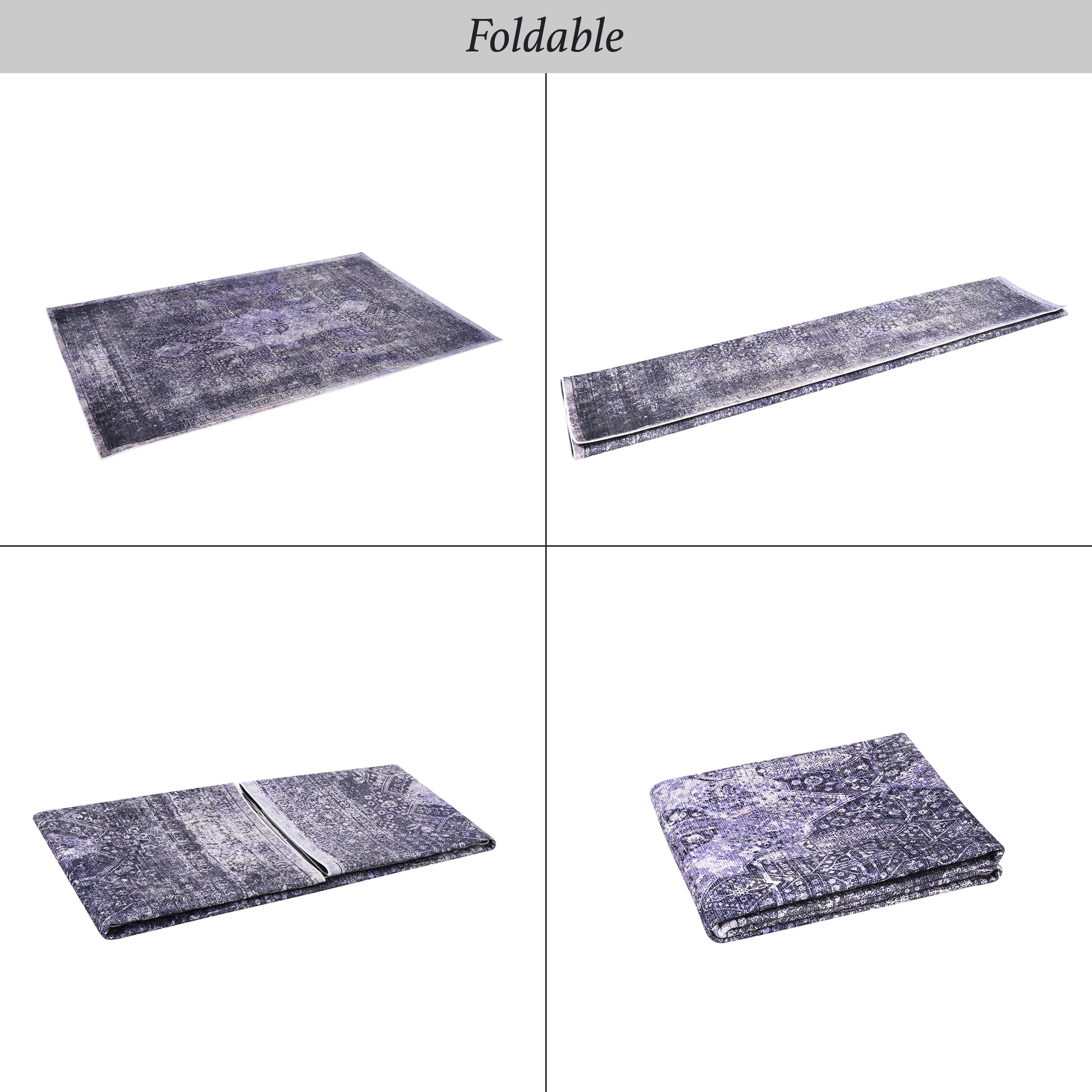 DTY Signature 5x8 Washable Low Pile Area Rugs - Non Slip, Non Shedding, Foldable - Kid & Pet Friendly Rug for Bedroom, Living Room, Kitchen - Perfect for Home Decor, Dorm, Office & High Traffic Areas (Anthracite, 5' x 8')