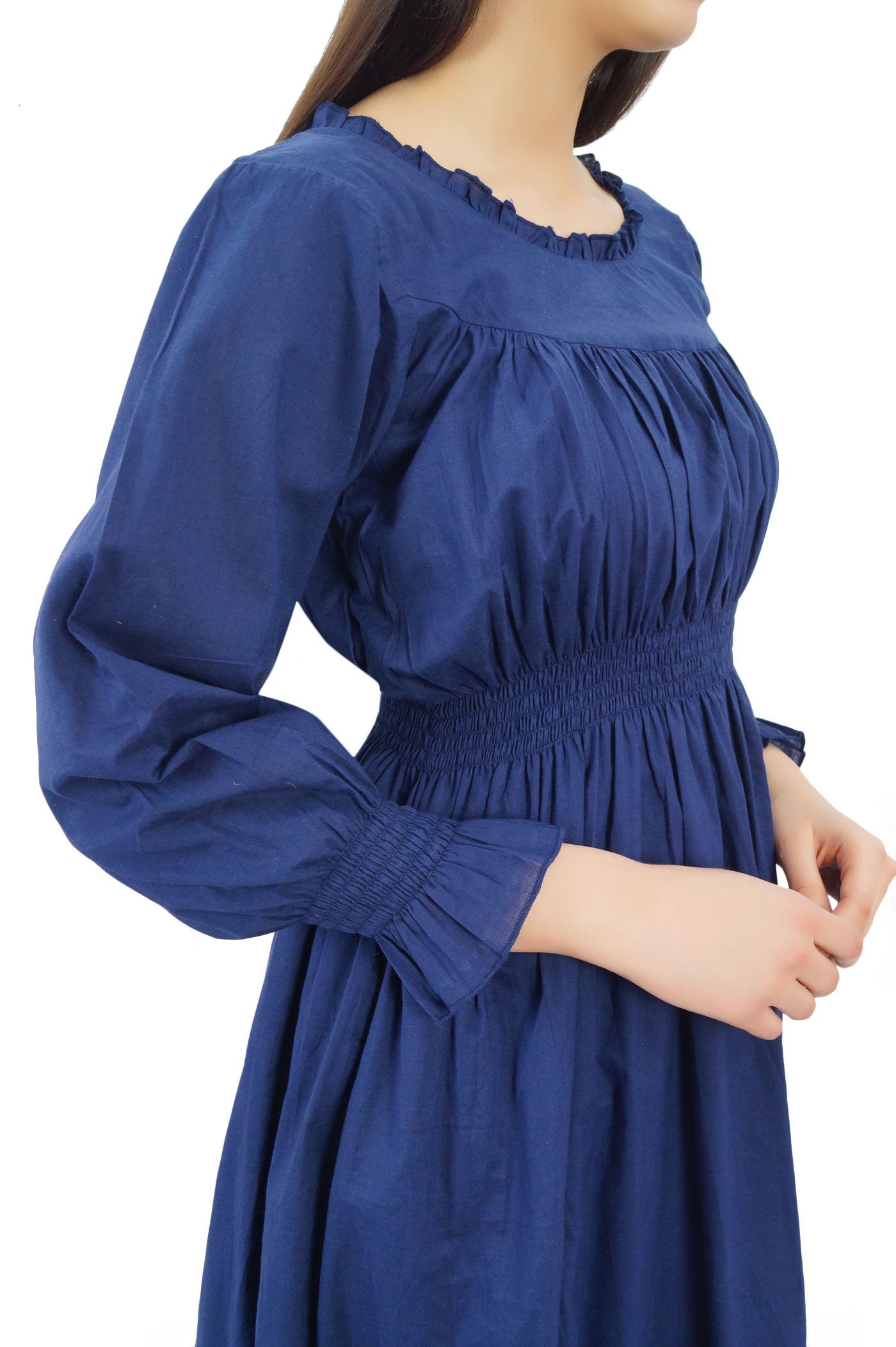 Bimba Women's Cotton Smocked Waist Long Casual Maxi Dress - Flowy Summer Beach Dress for Vacation, Party & Everyday Wear