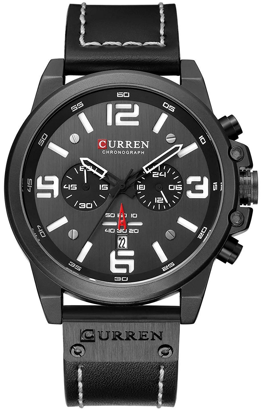PASOY Dark Brown Chronograph Leather Watch - Waterproof, Military & Outdoor Sports