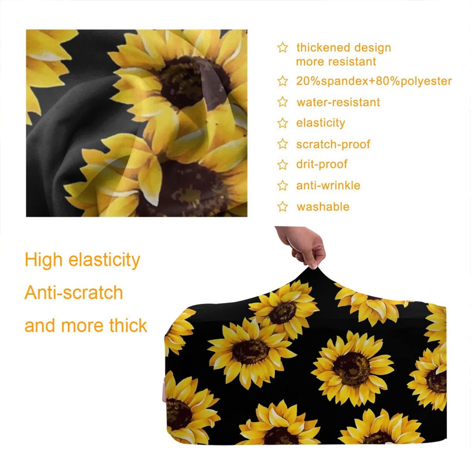 Sunflower Elastic Luggage Cover - Washable & Durable Suitcase Protector with Concealed Zipper for 18-32 Inch Travel Bags - Perfect for Airplane, Train & Road Trips