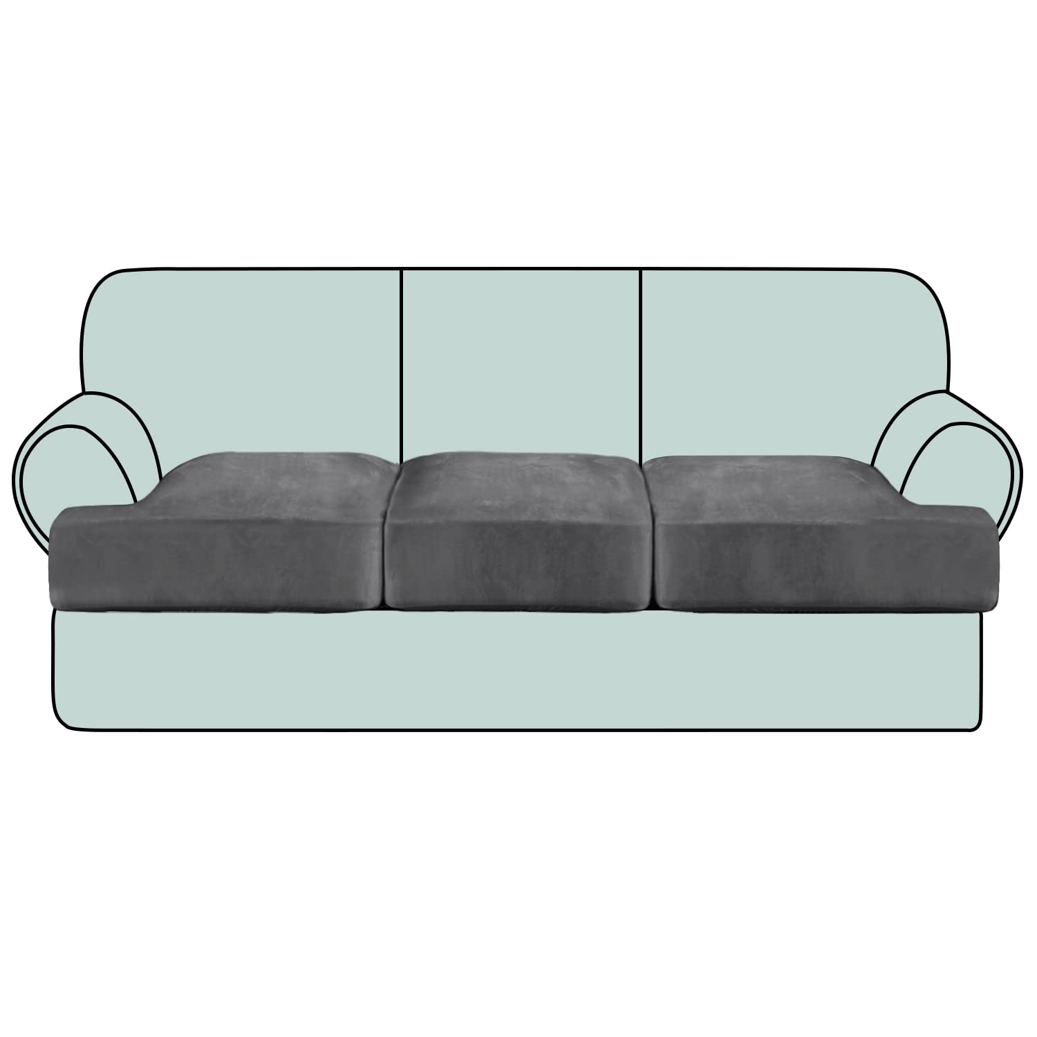 Stretch Velvet Sofa Slipcovers 3-Piece Set - Elastic Thickening Couch Covers for 3-Seat Sofa, Soft Velvet Fabric, Easy Fit (Grey) - Perfect for Living Room, Sectional Sofa, and Home Decor