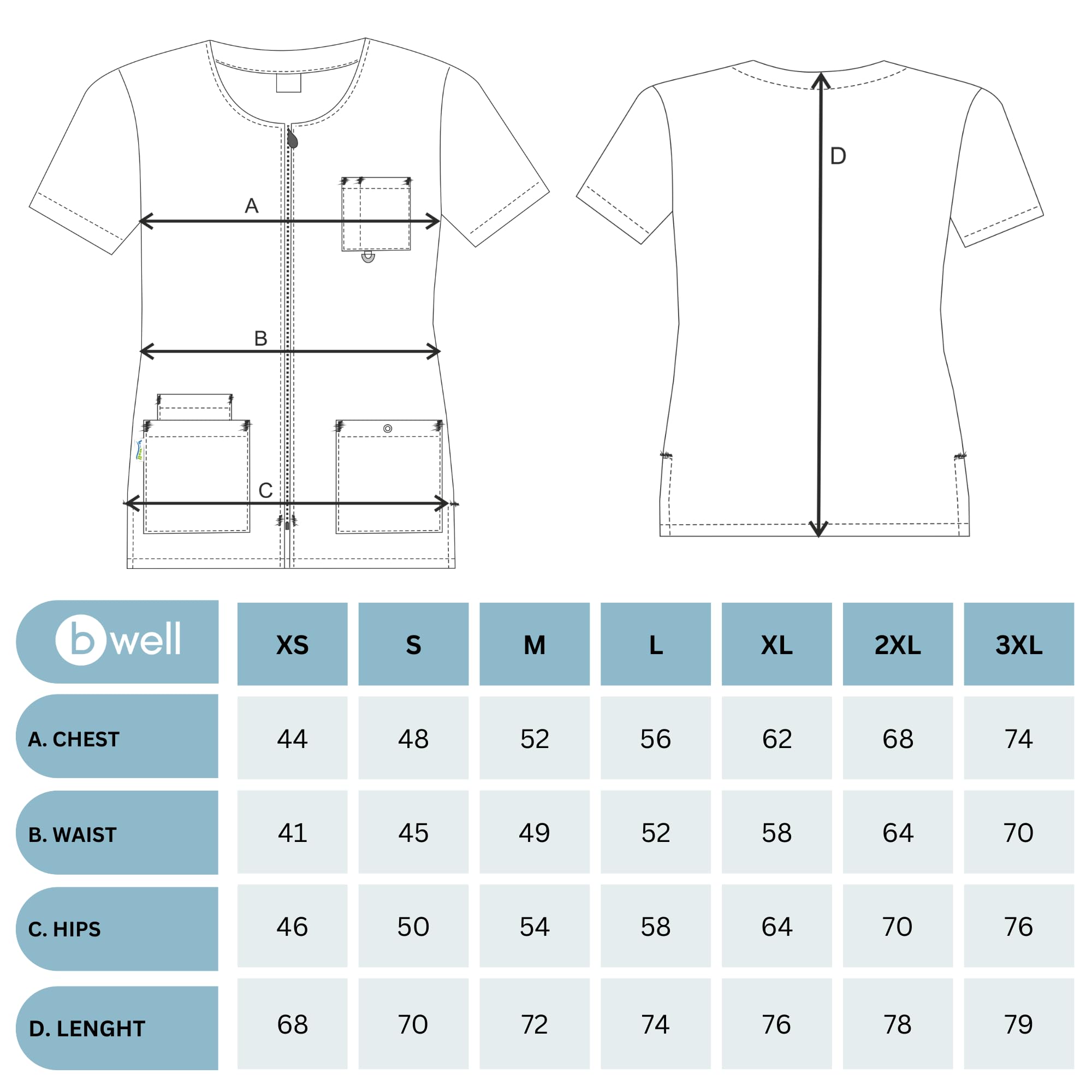 B-well Stella Women's Work Uniform Jacket with Zipper - Short Sleeve Nursing & Housekeeping Uniform for Women - Perfect for Nurses, Caregivers & Home Service Professionals