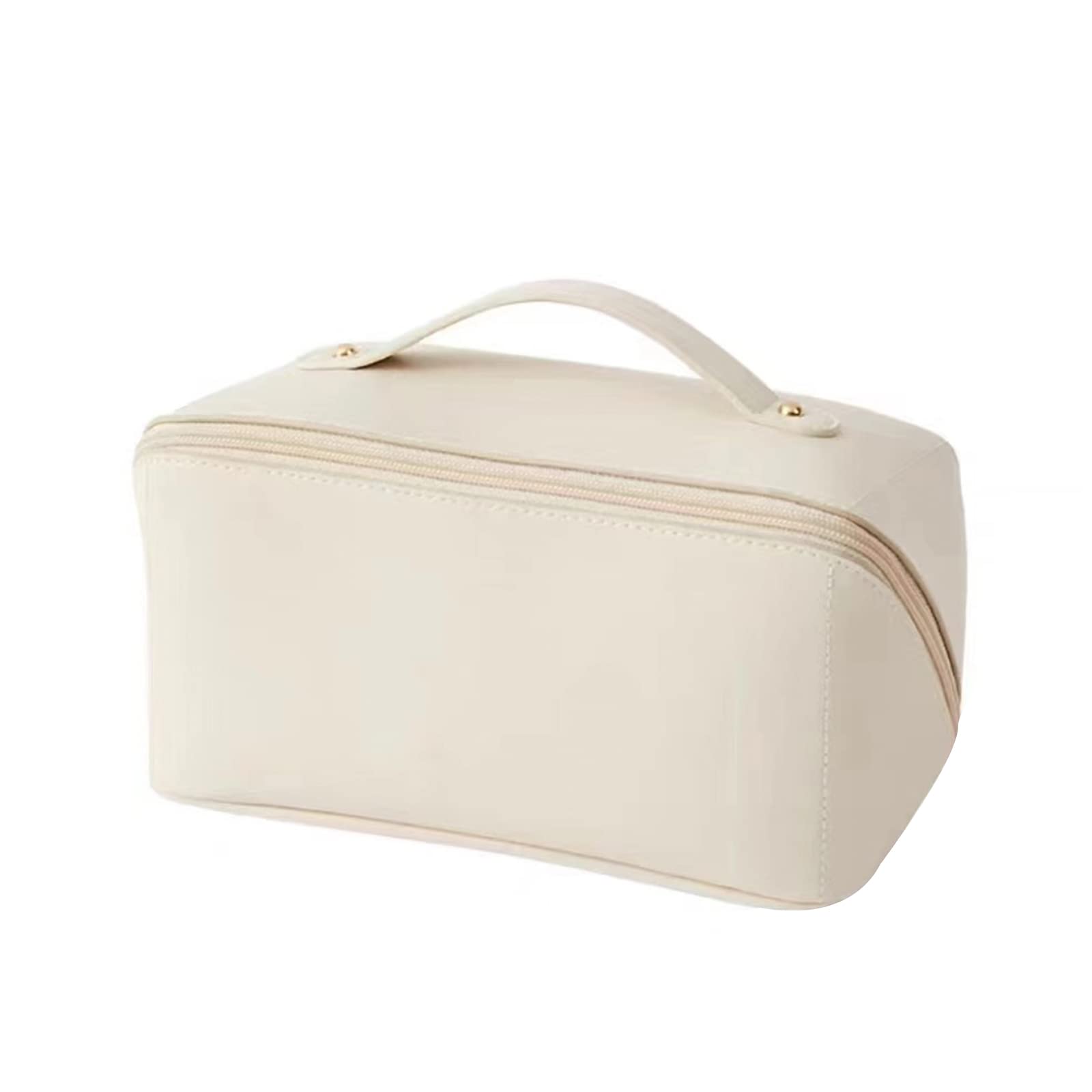 Premium Large Capacity Leather Cosmetic Bag for Travel - Waterproof Multifunctional Makeup Organizer with Multiple Pockets | Perfect for Vacation, Business Trips & Daily Use