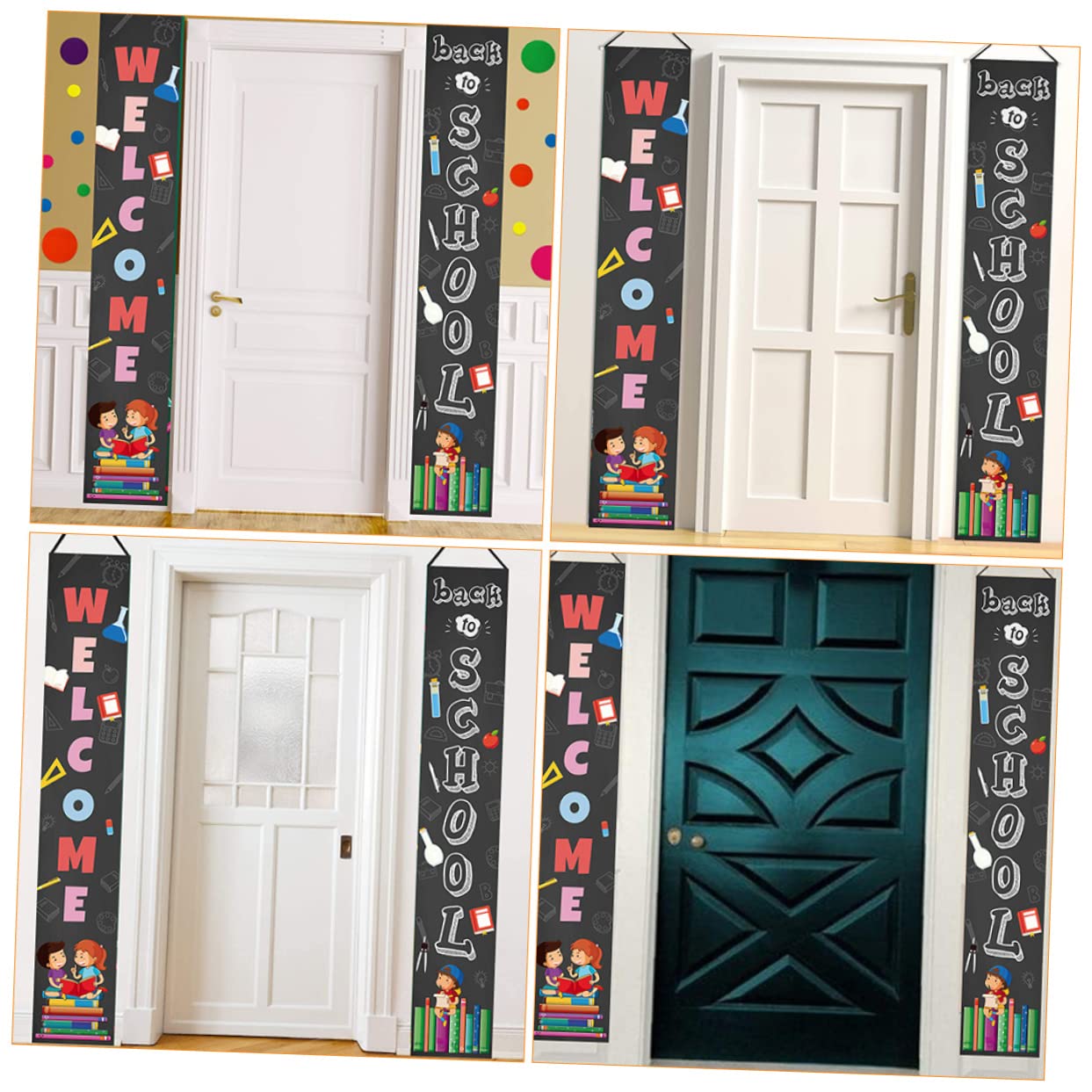 PRETYZOOM 1 Pair Curtain Emblems Decor - Elegant Office & School Banner Couplet Stickers for Classroom, Dorm, and Home Decor - Perfect for Back to School Season and Campus Events