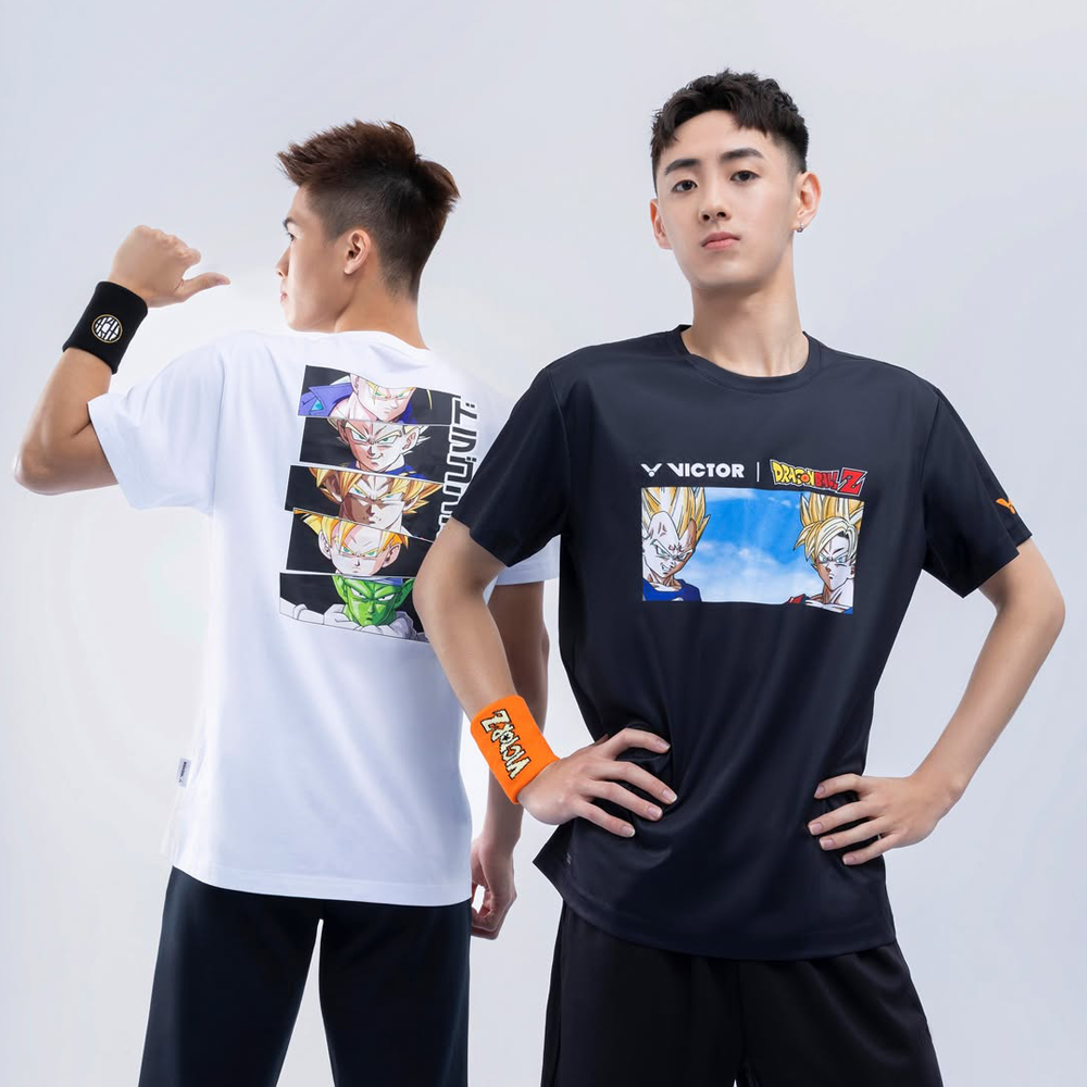Victor x Dragon Ball Z Anime Graphic Knitted T-Shirt - DBZ T502DBZ Black Cotton Tee for Men - Perfect for Cosplay, Anime Conventions & Casual Wear