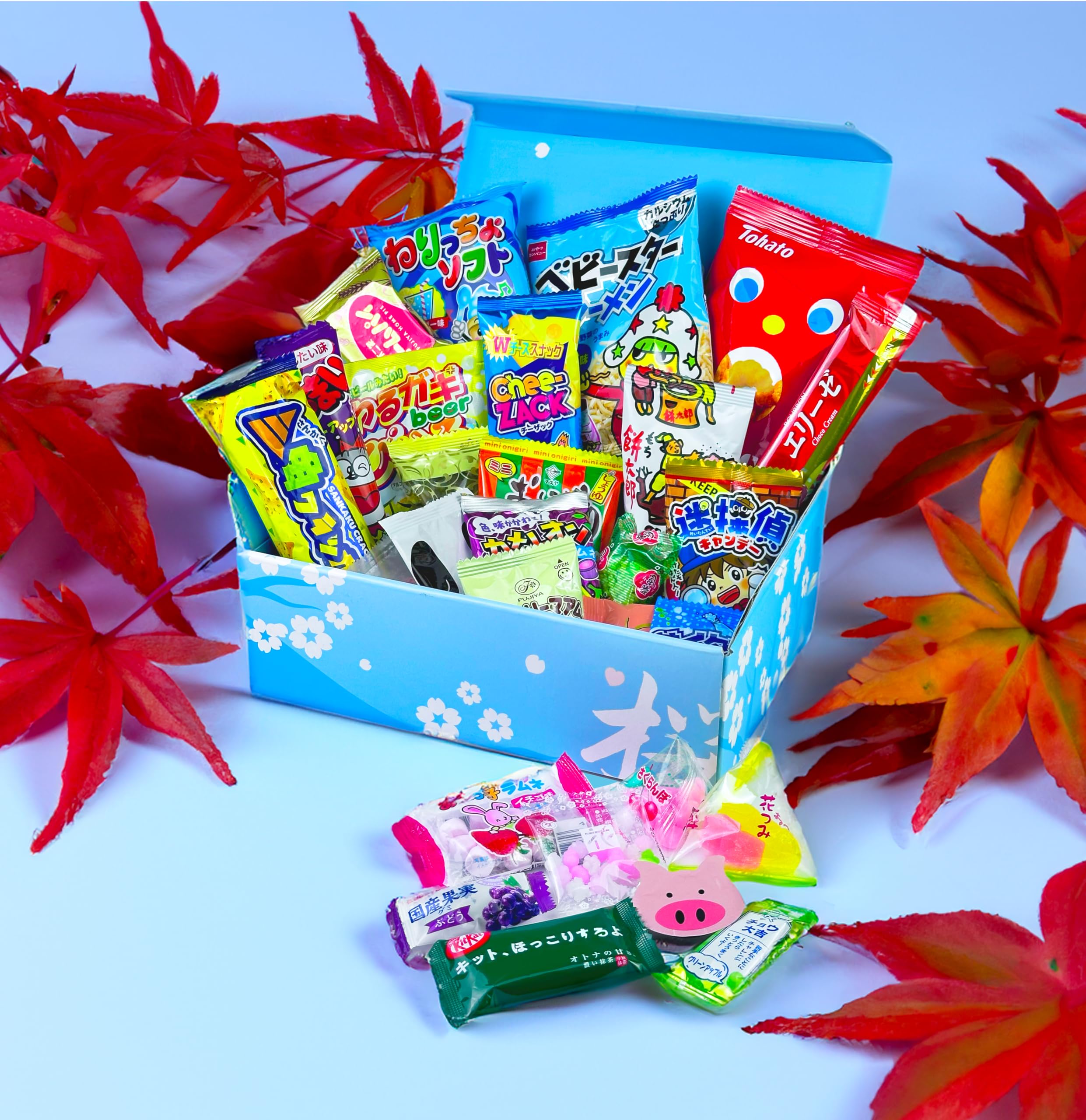 Premium Sakura Box - 30-Piece Japanese Snacks & Candy Dagashi Assortment Gift Set | Authentic Japanese Treats for Parties, Gifts & Anime Lovers