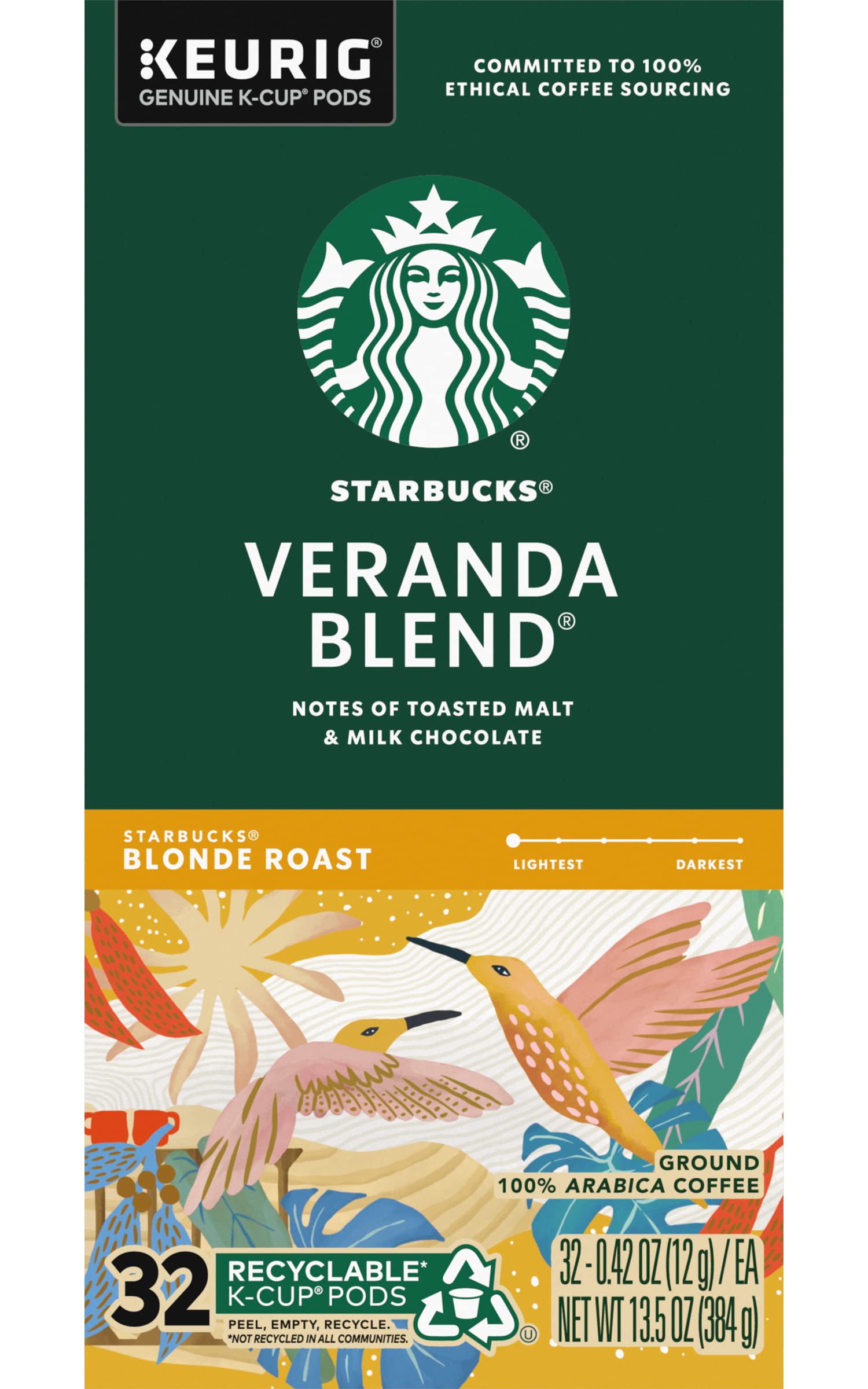 Starbucks Veranda Blend Coffee K-Cups, 96 Count (4 Boxes of 24) - Light Roast Coffee Pods for Keurig Brewers - Perfect for Home, Office & Morning Coffee Routine