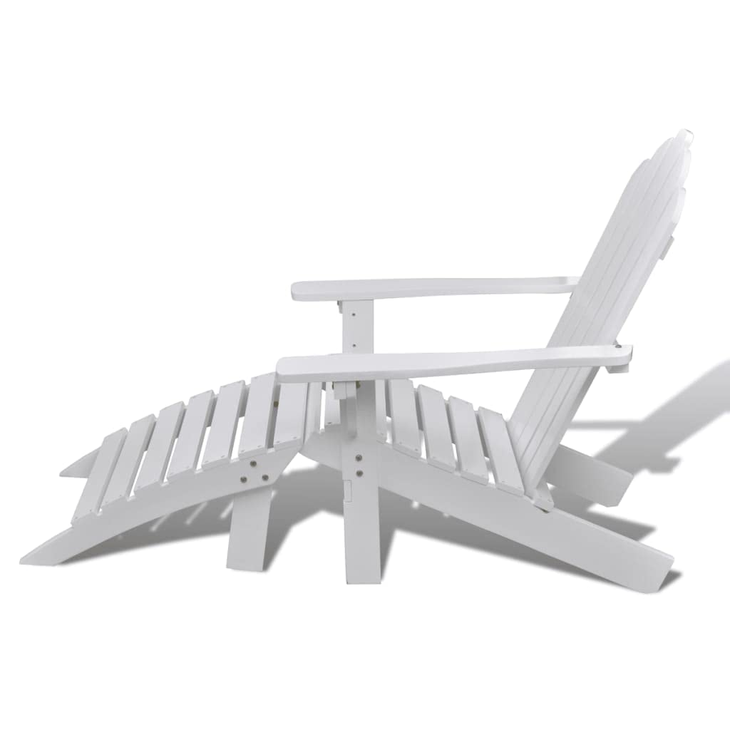 White Wood Patio Chair with Ottoman - Modern Dining Room, Kitchen, Living Room, Garden, Indoor & Outdoor Use - Perfect for Relaxing, Entertaining & Outdoor Dining