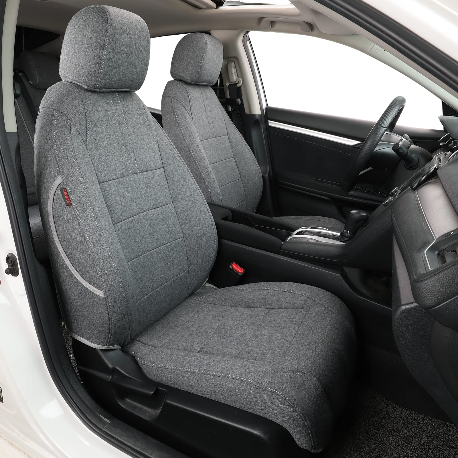 Premium Custom Fit Seat Covers for 2022-2025 Honda Civic Sedan (LX/Sport) - Full Coverage Polyester Car Seat Protectors (Gray, Complete Set) | Durable Protection & Enhanced Comfort for Daily Commutes & Road Trips