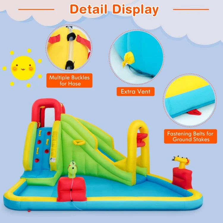 Inflatable Water Bounce House for Kids - 480W High-Power Blower Included | Outdoor Summer Party, Backyard Play, Birthday Celebration Water Slide