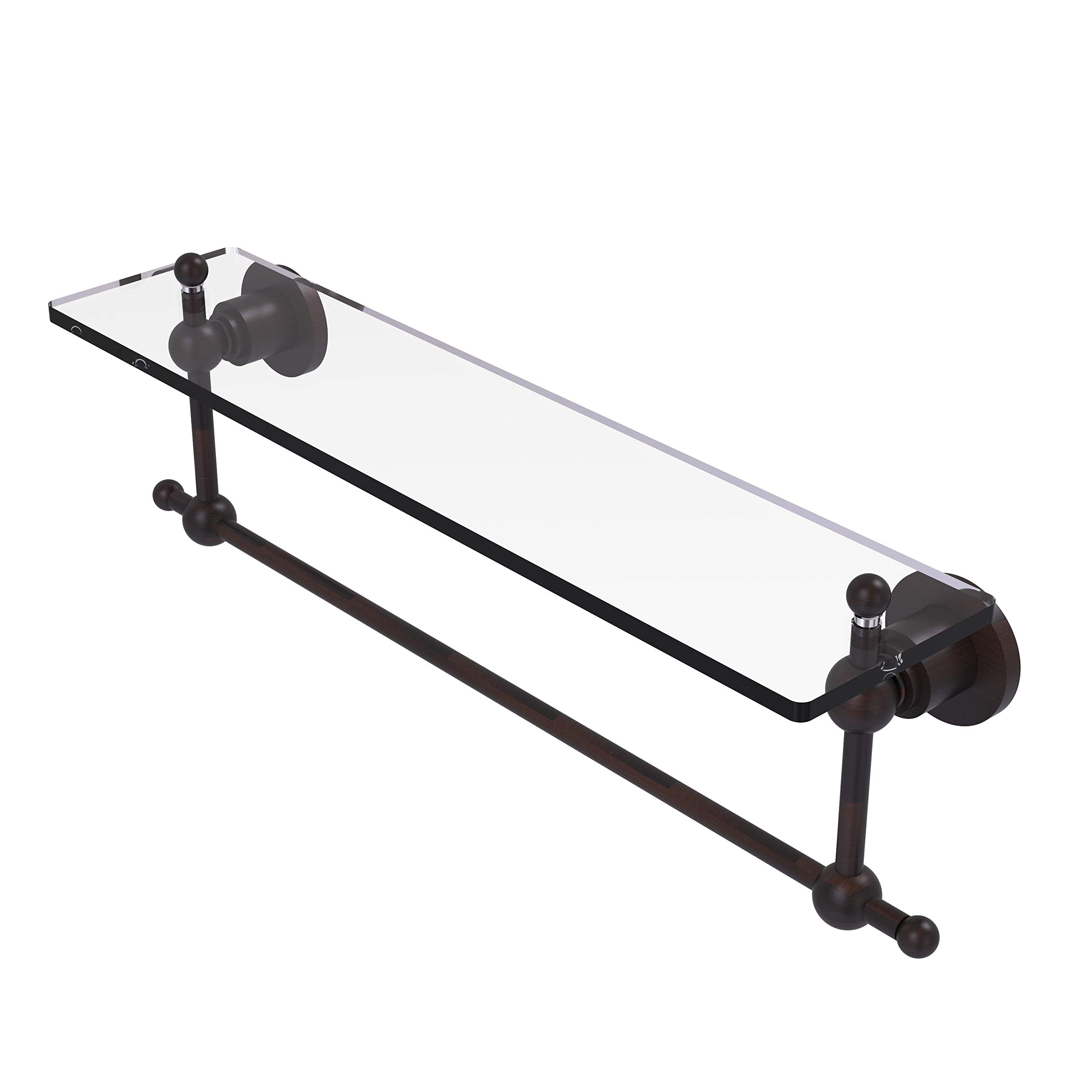 Allied Brass AP-1TB/22-VB 22-Inch Glass Shelf with Towel Bar - 5-Inch Depth - Bathroom Storage Organizer for Towels & Toiletries - Perfect for Small Bathrooms & Vanities