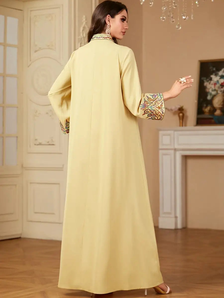 Elegant Eid Embroidered Caftan Dress for Women - Traditional Jalabiya Kaftan Gown - Perfect for Eid Celebrations, Weddings & Special Occasions
