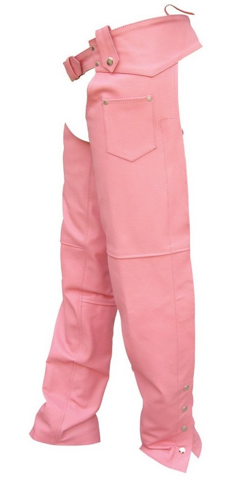 Women's AL2421 Plain Hip Hugger Chaps - X-Large Size in Pink | Equestrian Riding, Motorcycle Fashion & Cowgirl Costume Accessories