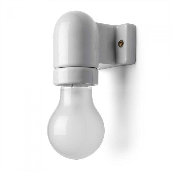 White Porcelain Wall Lamp Holder E27 Socket - Max 75W for Living Room, Bedroom & Hallway Lighting Decor