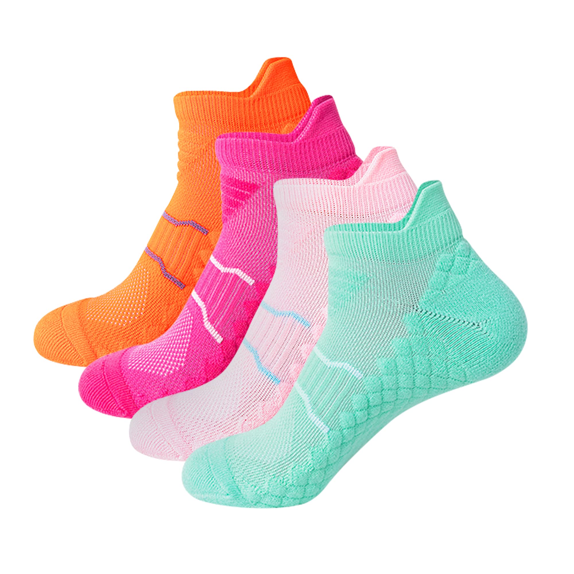 TENNOLA 4 Pairs Women's Low Cut Athletic Socks - Cushioned, Breathable, Non-Slip Running Socks for Gym, Yoga & Everyday Wear