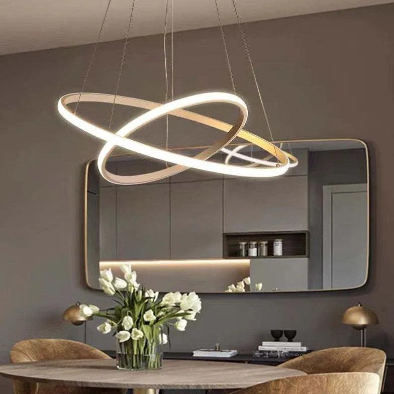 Modern Ring Shaped LED Pendant Light - Sleek Contemporary Ceiling Lighting for Dining Room, Kitchen, or Bedroom Decor