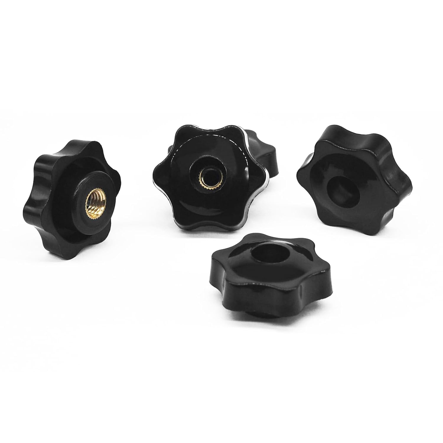 Black Plastic Star Knob - M8 Threaded Knurled Clamping Nut (12Pcs) for Lawn Mower Handle, Machinery & DIY Projects - Secure Grip & Easy Adjustment