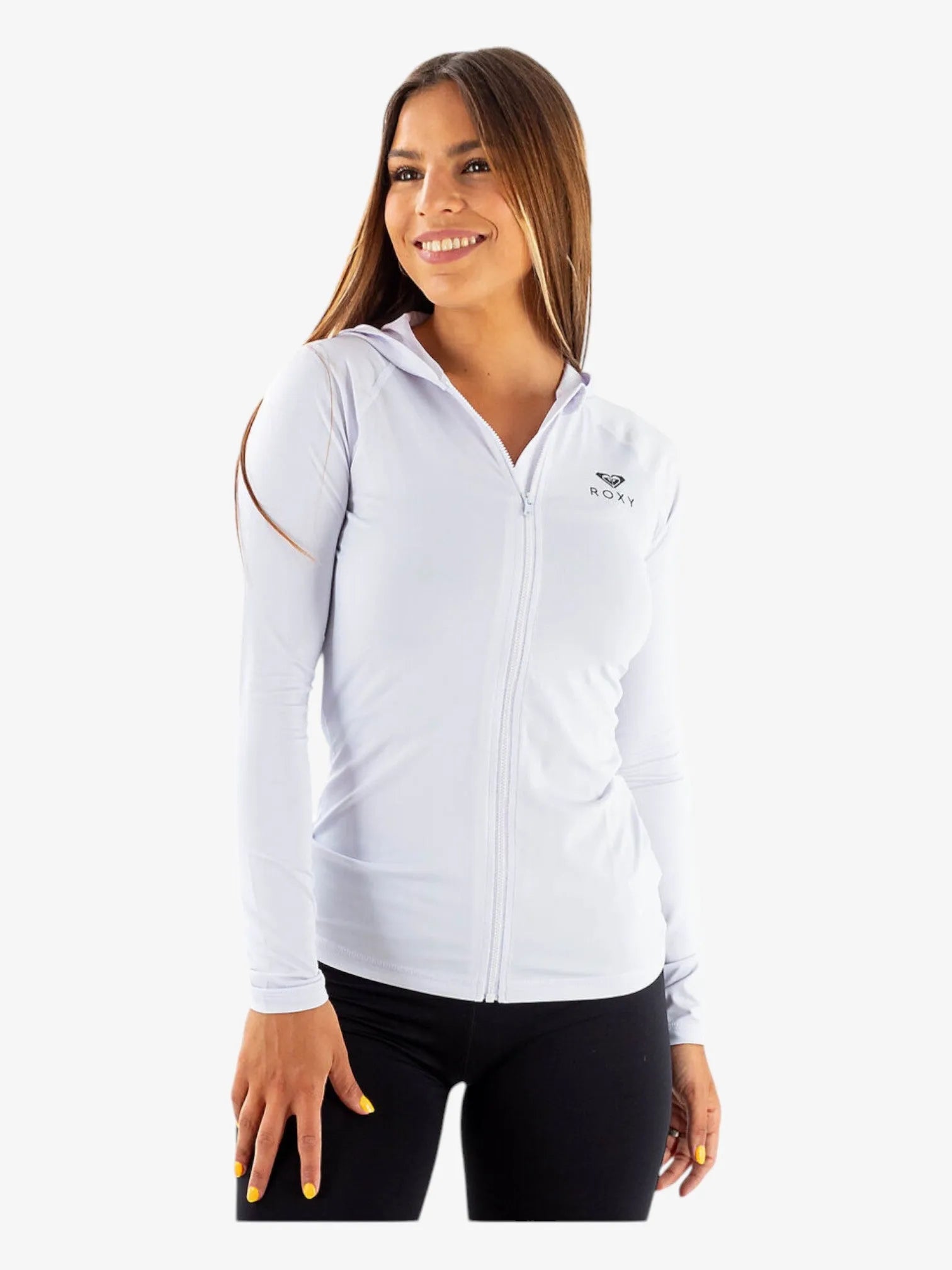 ROXY Essentials Women's Lycra Campera Jacket - Lightweight, Stretchy & Breathable White Windbreaker for Outdoor Activities, Running & Travel