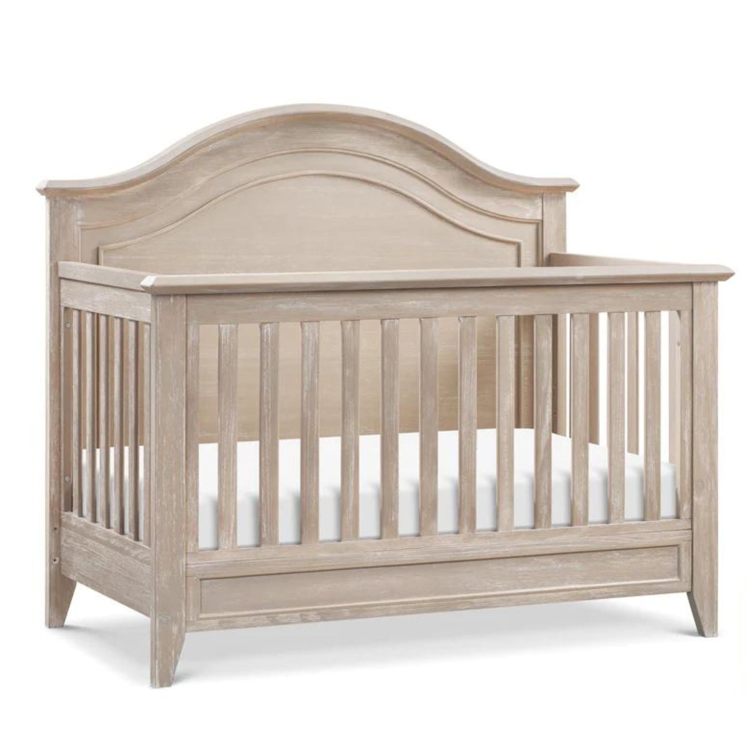 Beckett Rustic 4-in-1 Convertible Curve Top Crib - White Wooden Baby Crib for Nursery | Converts to Toddler Bed, Daybed & Full-Size Bed | Perfect for Modern Farmhouse & Rustic Nursery Decor
