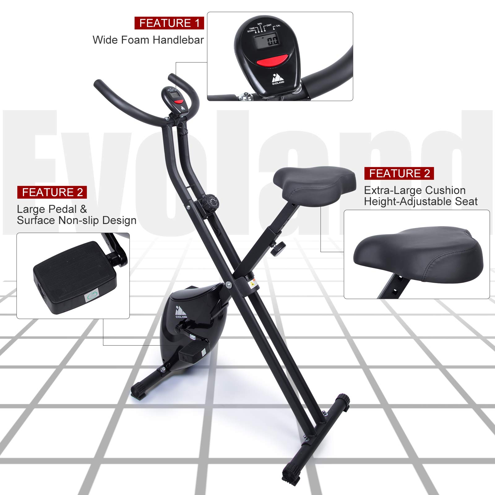 Foldable Magnetic Upright Exercise Bike - 8 Resistance Levels Indoor Cycling Bike for Home Cardio Workout | Compact Fitness Equipment for Small Spaces & Apartment Workouts