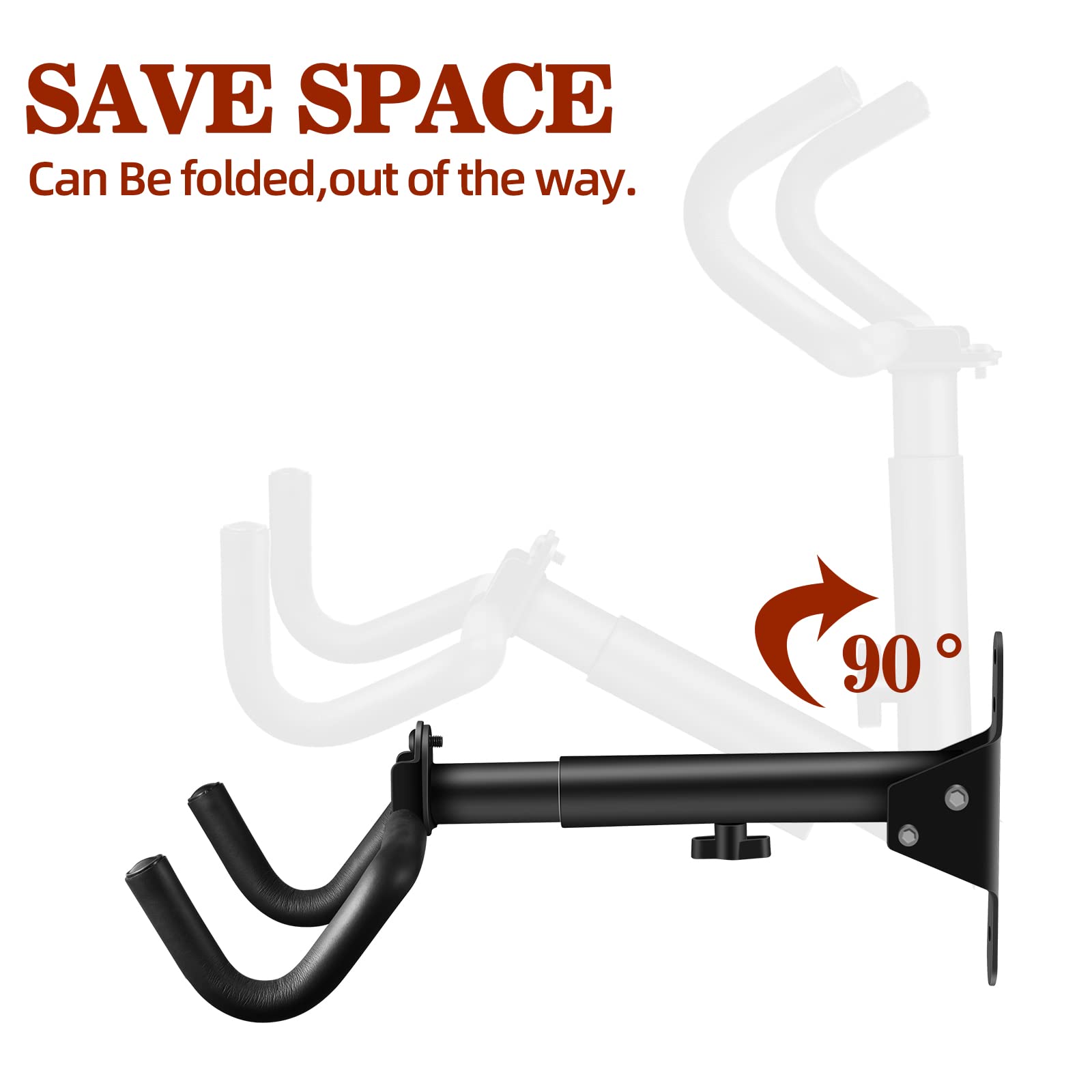 DIRZA Adjustable Bike Wall Mount Rack - Horizontal Bike Hanger Storage for Garage & Home - Fits Mountain, Road & Hybrid Bikes - Perfect for Space-Saving Bike Organization in Small Apartments & Garages