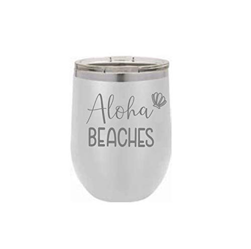Personalized Engraved Wine Tumbler - Custom Etched Aloha Beaches Design, Funny Insulated Cup for Wine Lovers (Multiple Colors) | Perfect for Beach Parties, Girls Night Out & Vacation Gifts