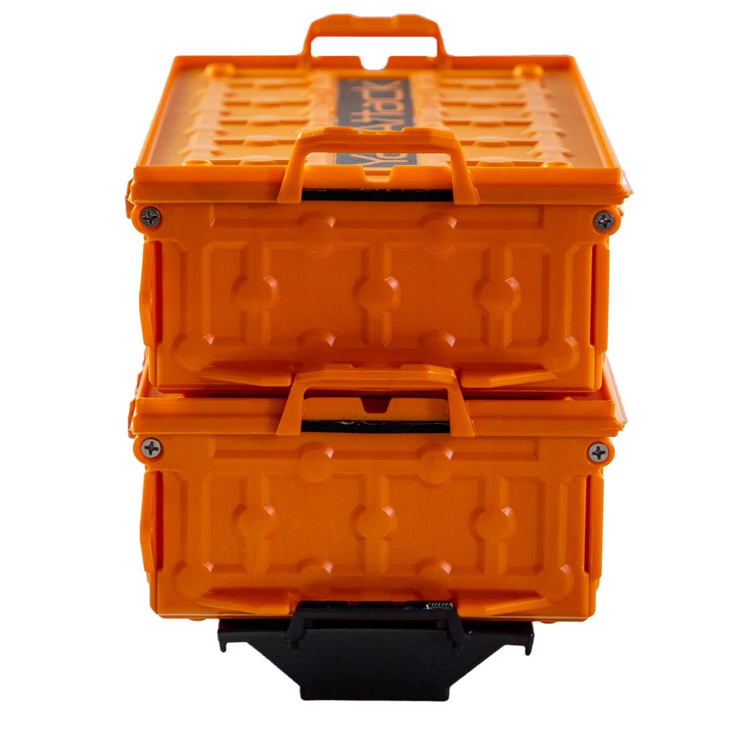 YakAttack TracPak Combo Kit - 2-Piece Stackable Fishing Gear Storage Box with Track Mount Base (Orange, SSO-1002-OR) | Waterproof Kayak & Boat Fishing Accessories for Rod Holders & Tackle Organization